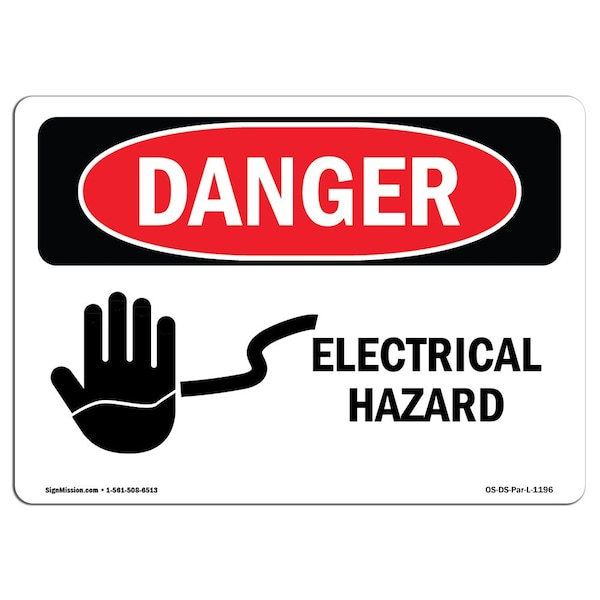 Safety Sign, OSHA Danger, 18" Height, 24" Width, Electrical Hazard, Landscape, D-1824-L-1196